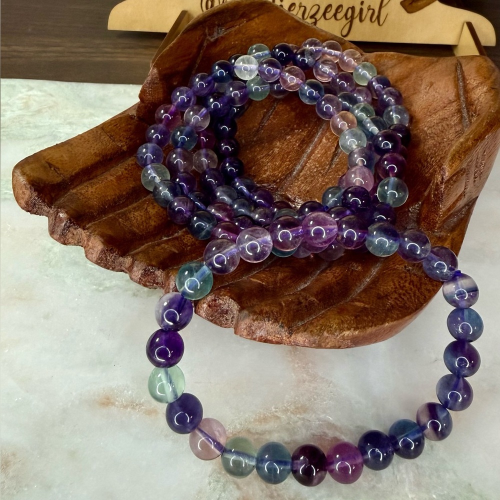Rainbow Fluorite Gemstone Stone of Intuition Bracelet 8mm